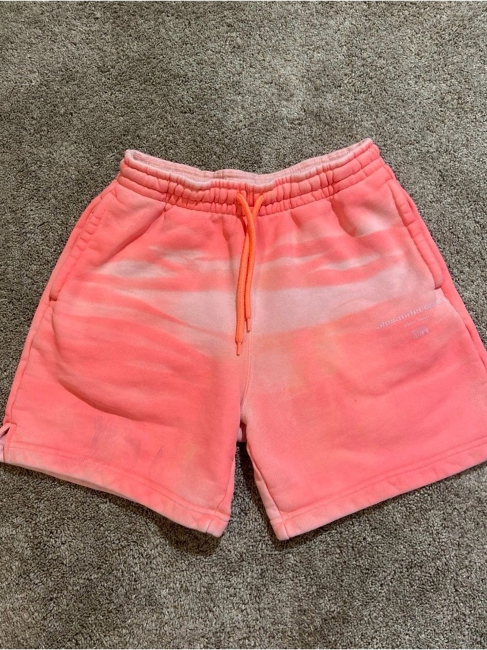 Alexander Wang Sweatshorts Bright Coral Tie-dye size XS retail $295 FLAW*